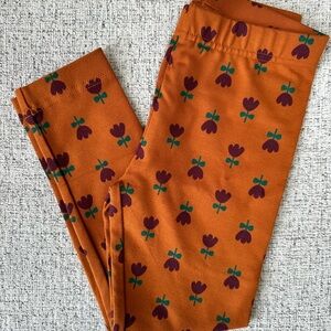 Hanna Andersson Orange Leggings with Purple Floral Print